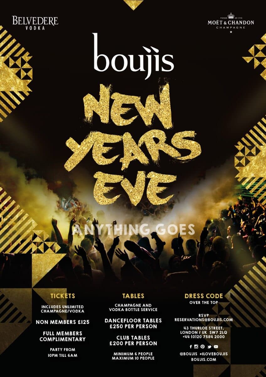 Boujis New Years Eve 2015 - London Night Guide