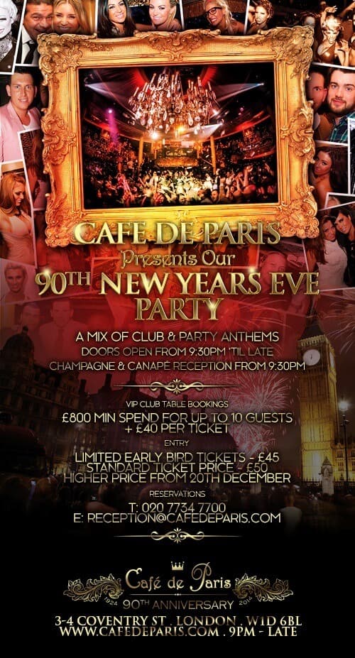 Cafe de Paris – New Years Eve Party 2017