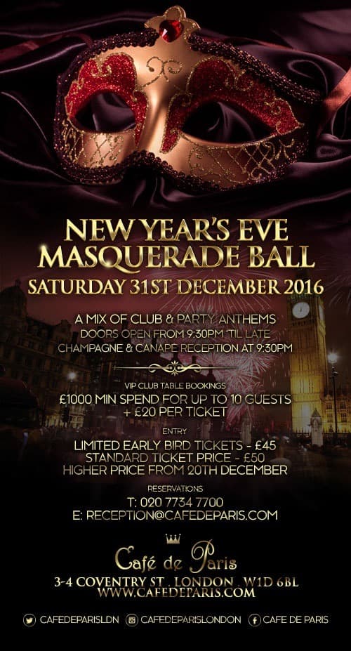Cafe de Paris New Years Eve 2017