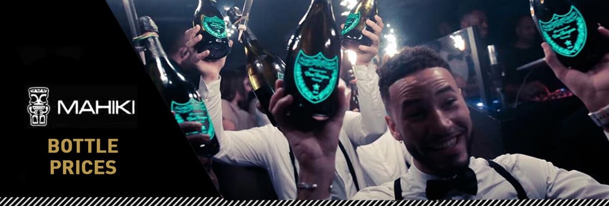 Drinks and Bottle Prices Menu for Mahiki Club