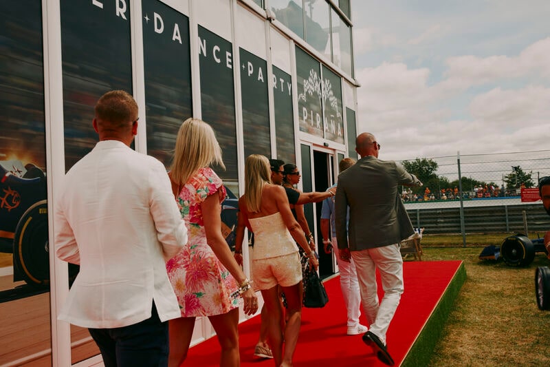 Guests arriving at the Pira&ntilde;a pavilion at Silverstone