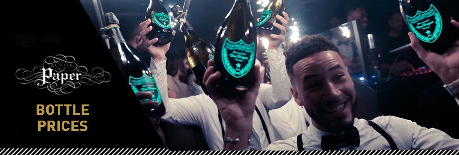 Drinks and Bottle Prices Menu for Paper Club London
